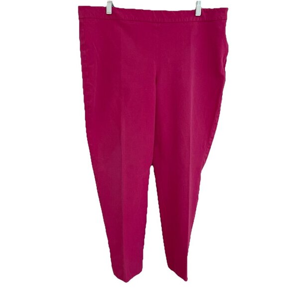Talbots Chatham Ankle Pants Womens Size 18 Pink Side Zip Flat Front Stretch Prep - Picture 1 of 11